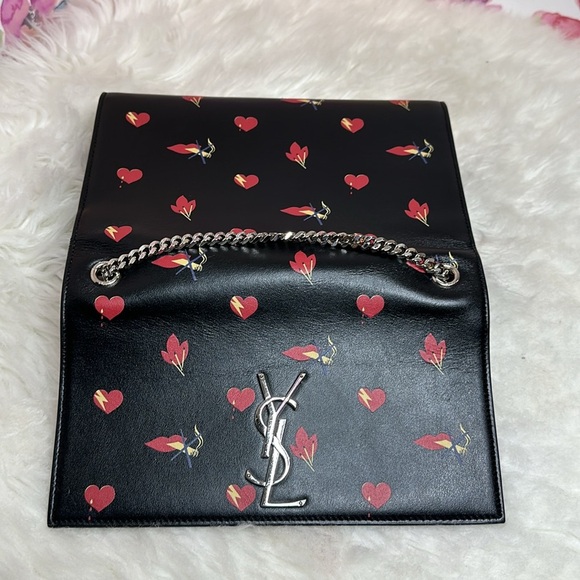 💯Authentic YSL Black Calfskin Printed Kate Medium, Black🍀 - Picture 11 of 17